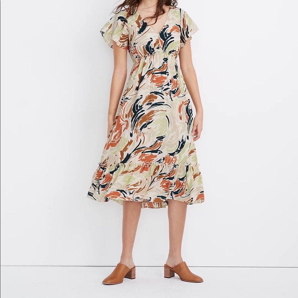 Madewell Ruffle-Waist Midi Dress Brushing Up